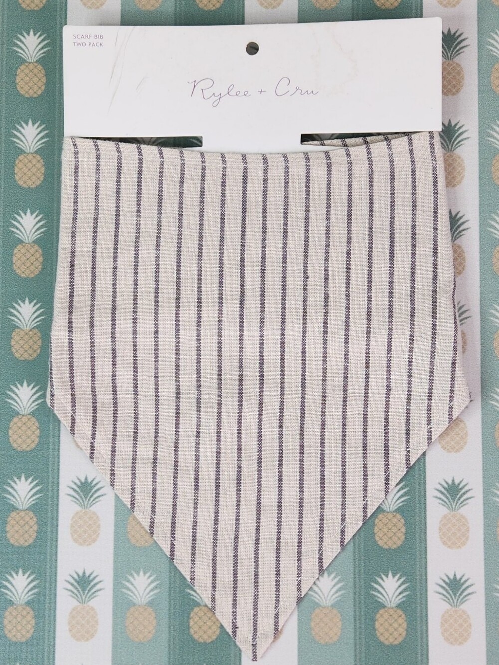Rylee + Cru Cream and Navy Striped Bandana Bib